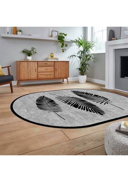 Dijital Baskılı Kaymaz Taban Yıkanabilir Oval Modern Yolluk Salon Halısı, V-O-Modern-41-Siyah, fiyatları