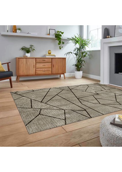 Dijital Baskılı Kaymaz Taban Yıkanabilir Modern Yolluk Mutfak Salon Halısı, V-MODERN-117-VİZON, fiyatları