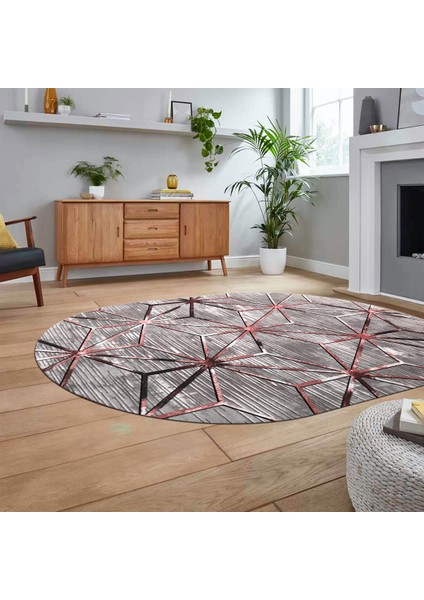 Dijital Baskılı Kaymaz Taban Yıkanabilir Oval Modern Yolluk Salon Halısı, V-O-Modern-39-Pembe, fiyatları