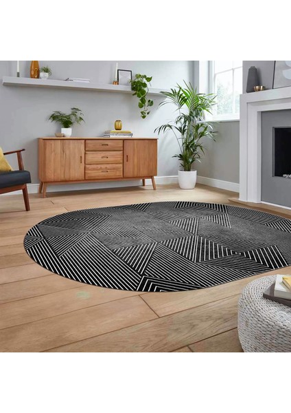 Dijital Baskılı Kaymaz Taban Yıkanabilir Oval Modern Yolluk Salon Halısı, V-O-MODERN-111-ANTRASİT, fiyatları