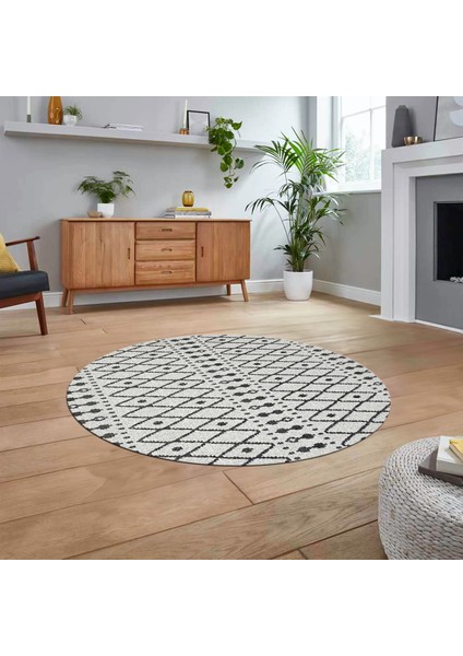 Dijital Baskılı Kaymaz Taban Yıkanabilir Yuvarlak Modern Mutfak Salon Halısı, V-Y-Modern-84-Gri,