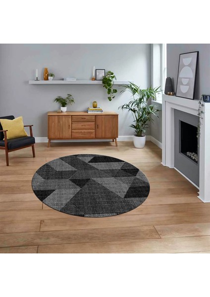 Dijital Baskılı Kaymaz Taban Yıkanabilir Yuvarlak Modern Mutfak Salon Halısı, V-Y-Modern-96-Antrast,