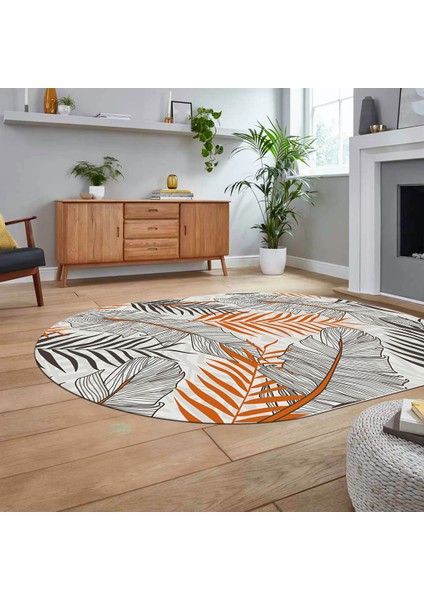 Dijital Baskılı Kaymaz Taban Yıkanabilir Oval Modern Yolluk Salon Halısı, V-O-Modern-98-Turuncu, fiyatları