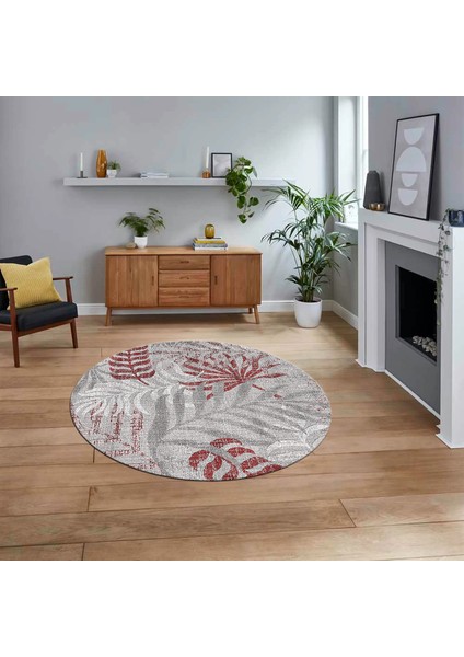 Dijital Baskılı Kaymaz Taban Yıkanabilir Yuvarlak Modern Mutfak Salon Halısı, V-Y-Modern-95-Bordo,