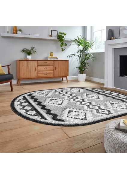 Dijital Baskılı Kaymaz Taban Yıkanabilir Oval Modern Yolluk Salon Halısı, V-O-Modern-68-Gri, fiyatları