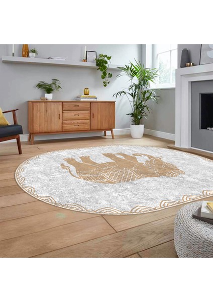 Dijital Baskılı Kaymaz Taban Yıkanabilir Oval Modern Yolluk Salon Halısı, V-O-MODERN-101-BEJ, fiyatları