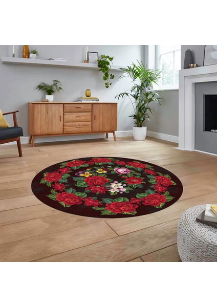 Dijital Baskılı Kaymaz Taban Yıkanabilir Yuvarlak Modern Mutfak Salon Halısı, V-Y-Modern-21-Bordo, fiyatları
