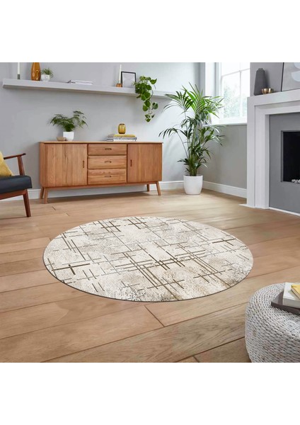 Dijital Baskılı Kaymaz Taban Yıkanabilir Yuvarlak Modern Mutfak Salon Halısı, V-Y-Modern-89-Krem, fiyatları