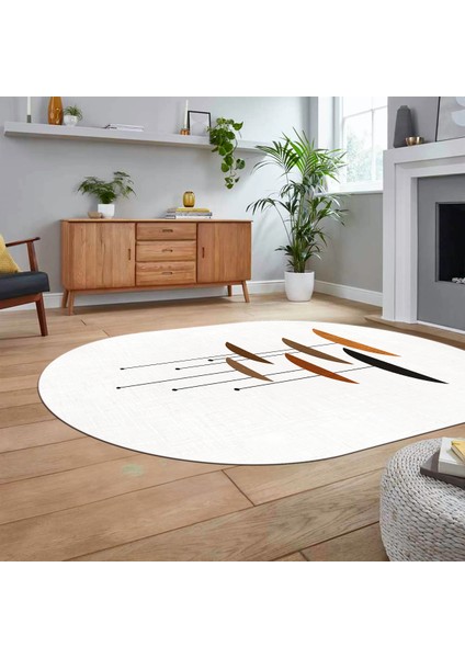 Dijital Baskılı Kaymaz Taban Yıkanabilir Oval Modern Yolluk Salon Halısı, V-O-MODERN-112-BEYAZ, fiyatları