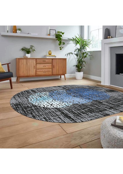 Dijital Baskılı Kaymaz Taban Yıkanabilir Oval Modern Yolluk Salon Halısı, V-O-Modern-01-Antrasit, fiyatları