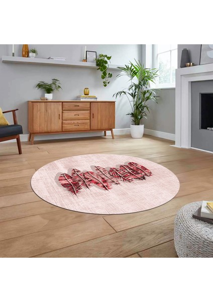 Dijital Baskılı Kaymaz Taban Yıkanabilir Yuvarlak Modern Mutfak Salon Halısı, V-Y-Modern-50-Pembe,