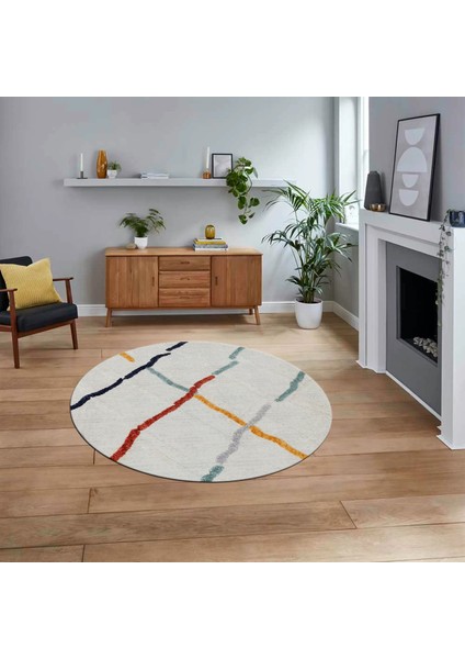 Dijital Baskılı Kaymaz Taban Yıkanabilir Yuvarlak Modern Mutfak Salon Halısı, V-Y-Modern-73-Renkli,