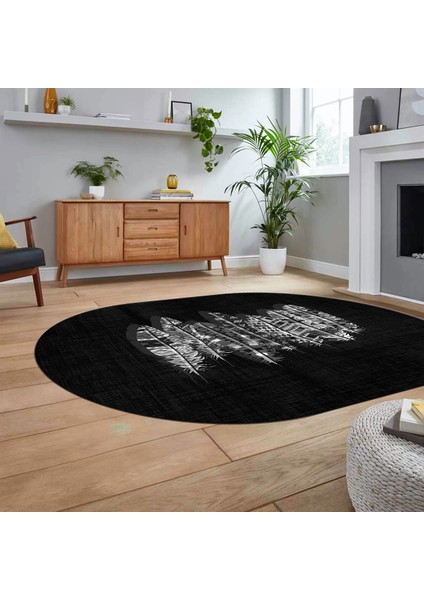 Dijital Baskılı Kaymaz Taban Yıkanabilir Oval Modern Yolluk Salon Halısı, V-O-Modern-50-Antrasit, fiyatları