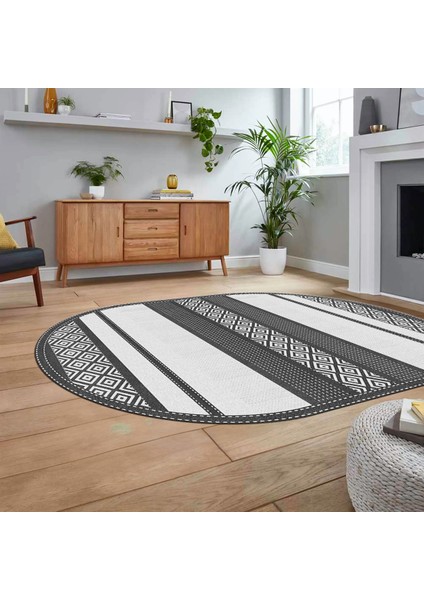 Dijital Baskılı Kaymaz Taban Yıkanabilir Oval Modern Yolluk Salon Halısı, V-O-Modern-18-Beyaz, fiyatları