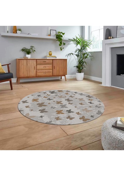 Dijital Baskılı Kaymaz Taban Yıkanabilir Yuvarlak Modern Mutfak Salon Halısı, V-Y-Modern-51-Kahve, fiyatları