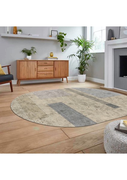 Dijital Baskılı Kaymaz Taban Yıkanabilir Oval Modern Yolluk Salon Halısı, V-O-Modern-93-Bej, fiyatları