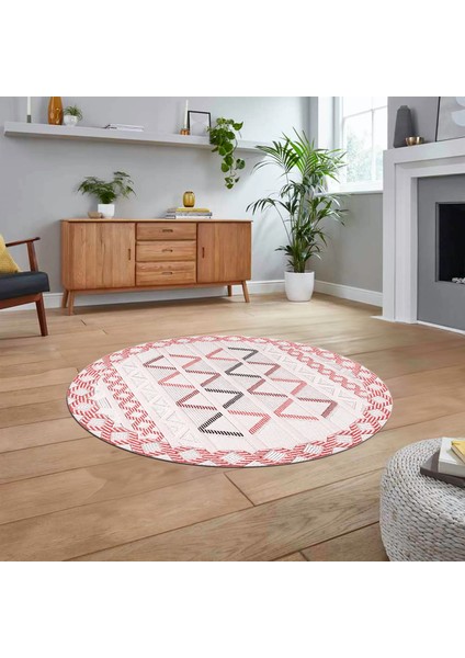 Dijital Baskılı Kaymaz Taban Yıkanabilir Yuvarlak Modern Mutfak Salon Halısı, V-Y-Modern-81-Pembe, fiyatları
