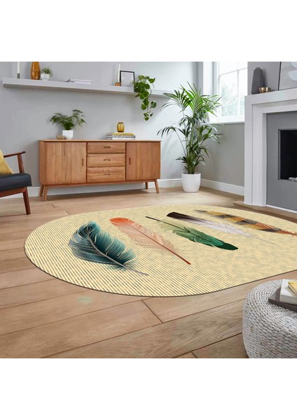 Dijital Baskılı Kaymaz Taban Yıkanabilir Oval Modern Yolluk Salon Halısı, V-O-MODERN-114-KREM, fiyatları