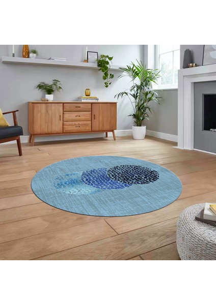 Dijital Baskılı Kaymaz Taban Yıkanabilir Yuvarlak Modern Mutfak Salon Halısı, V-Y-Modern-01-Mavi, fiyatları