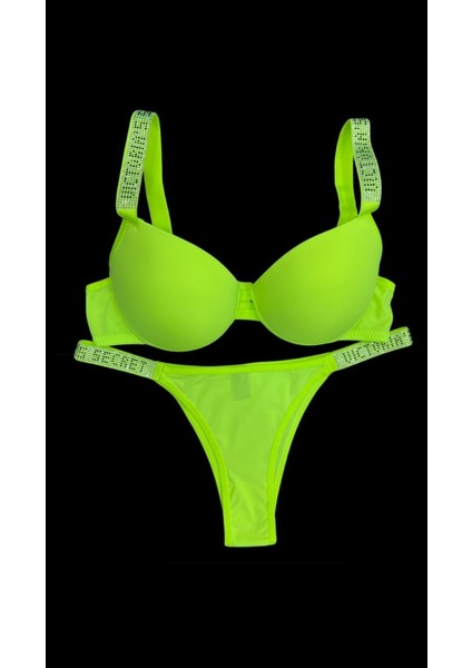 Victoria Secret Yazılı Destekli Taşlı Sütyen Takım fiyatları
