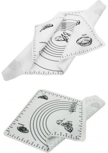 Beyaz 45X65 cm Silikon Hamur Açma Matı ve Paslanmaz Çelik Ahşap Saplı Hamur Şekillendirici Spatula indirimleri