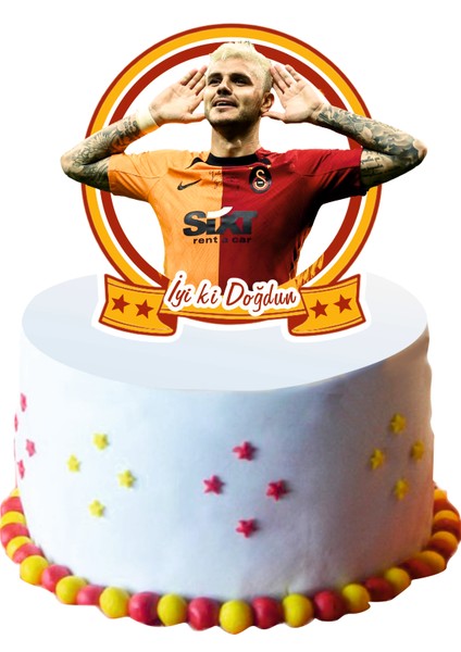 Galatasaray 8 Kişilik Rozetli Pasta Süsü Dahil Doğum Günü Seti - Icardi fiyatları
