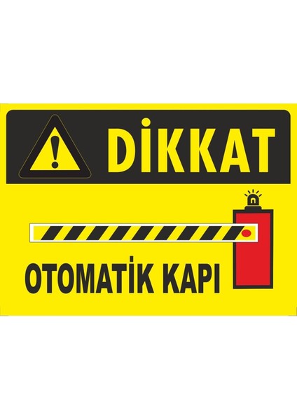 Dikkat Otomatik Kapı Dijital Uv Folyo Baskı Uyarı Etiket Yapıştırma Sticker 17.5X12.5