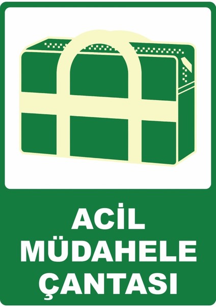 Acil Müdahale Çantası Pvc Plakalı Uyarı Levhası Dekota Dijital Uv Baskı Yapışkanlı 25X35