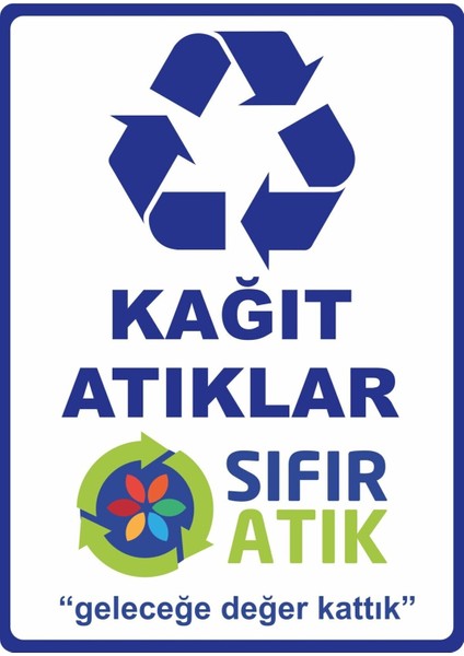 Kağıt Atıklar Sıfır Atık Pvc Plakalı Uyarı Levhası Dekota Dijital Uv Baskı Yapışkanlı 12.5X17.5 cm