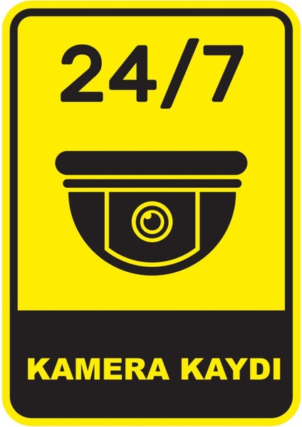 ChicArt Design Studio 24/7 Kamera Kaydı Pvc Plakalı Uyarı Levhası Dekota Dijital Uv Baskı Yapışkanlı 12.5X17.5 cm