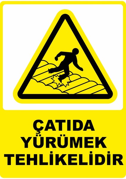 Çatıda Yürümek Tehlikelidir Dijital Uv Folyo Yapışkan Baskı Uyarı Etiket Yapıştırma Sticker 25X35