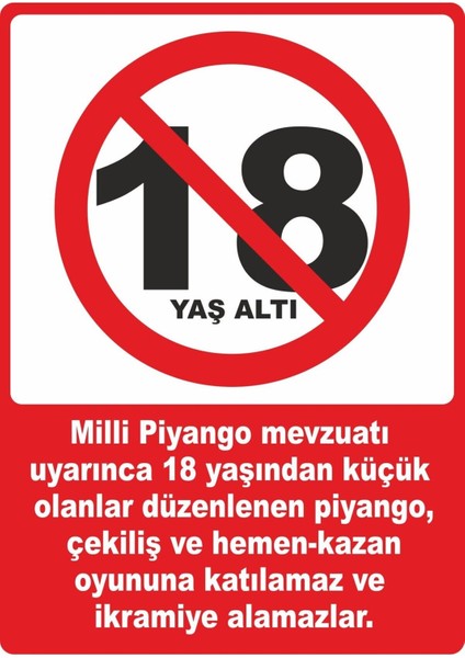 18 Yaşından Küçükler Pvc Plakalı Uyarı Levhası Dekota Dijital Uv Sticker 12.5X17.5