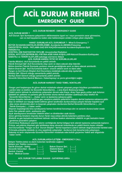 Acil Durum Rehberi Dijital Uv Folyo Baskı Uyarı Etiket Yapıştırma Sticker 25X35 cm