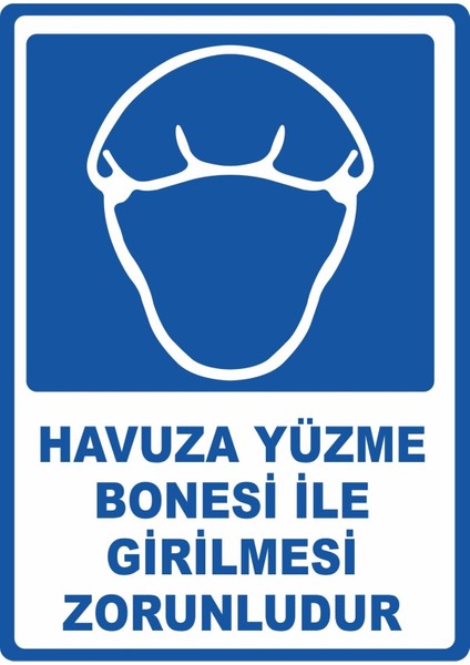 Bone Ile Girmek Zorunludur Pvc Plakalı Uyarı Levhası Dekota Dijital Uv Baskı Yapışkanlı 25X35 cm