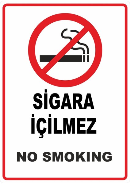 Sigara Içilmez No Smoking Dijital Uv Folyo Yapışkanlı Baskı Uyarı Etiket Yapıştırma Sticker 25X35 cm
