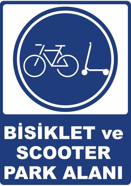 Bisiklet ve Scooter Park Alanı Dijital Uv Folyo Yapışkan Baskı Uyarı Etiket Sticker 12.5X17.5