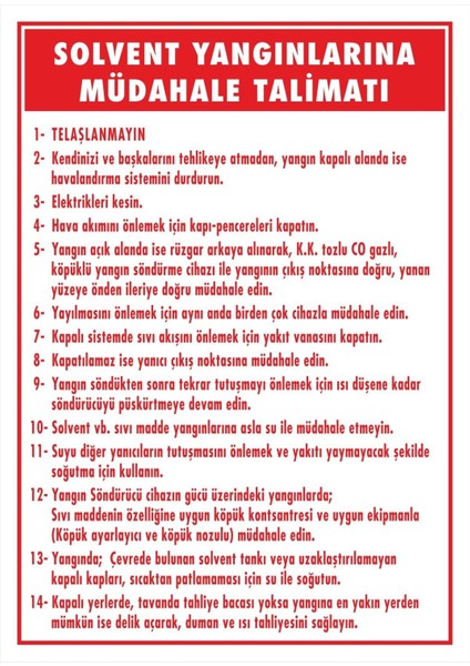 Solvent Yangınlarına Müdahale Talimatı Dijital Uv Folyo Baskı Uyarı Etiket Yapıştırma Sticker 25X35