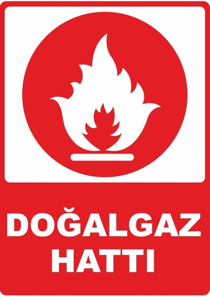 Doğalgaz Hattı Dijital Pvc Plakalı Uyarı Levhası Dekota Dijital Uv Baskı Yapışkanlı 25X35 cm