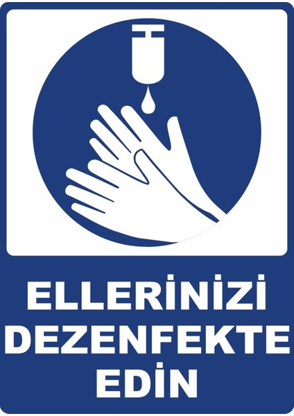 Ellerinizi Dezenfekte Edin Dijital Uv Folyo Baskı Uyarı Etiket Yapıştırma Sticker 12.5X17.5