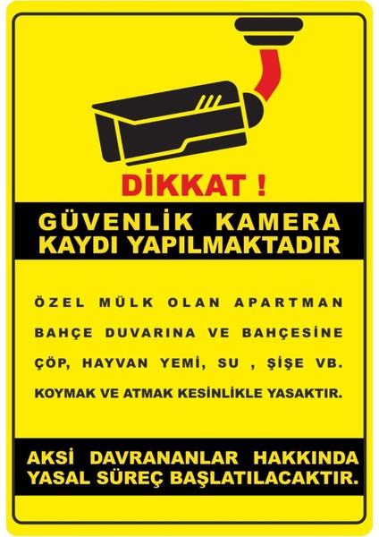 Dikkat Kamera Kaydı Yapılmaktadır Dijital Uv Folyo Baskı Uyarı Etiket Yapıştırma 12.5X17.5