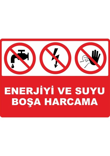 Enerjiyi Suyu Boşa Harcama Dijital Uv Folyo Baskı Yapışkan Uyarı Etiket Yapıştırma Sticker MAT35X25