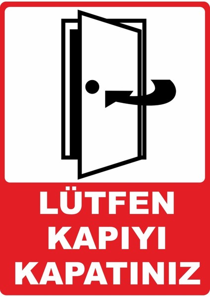 Lütfen Kapıyı Kapatınız Dijital Uv Folyo Baskı Yapışkanlı Uyarı Etiket Yapıştırma Sticker 12.5X17.5