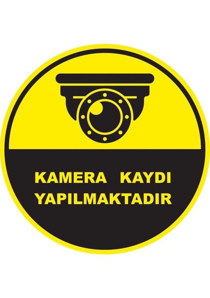 Kamera Kaydı Yapılmaktadır Dijital Uv Folyo Baskı Yapışkanlı Uyarı Etiket Yapıştırma Sticker 23X23