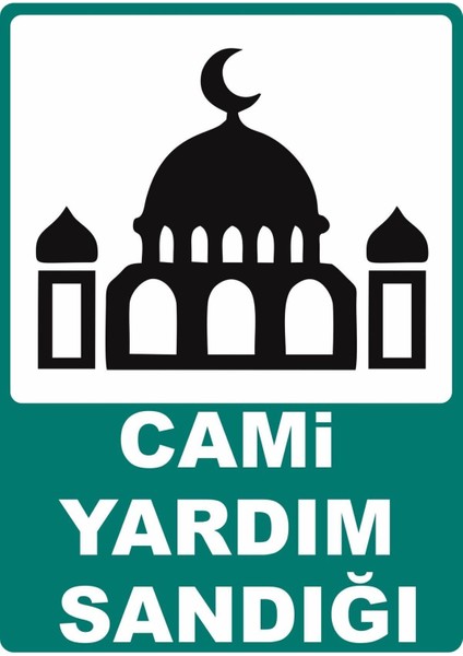 Cami Yardım Sandığı Pvc Plakalı Uyarı Levhası Dekota Dijital Uv Baskı Yapışkanlı 12.5X17.5 cm