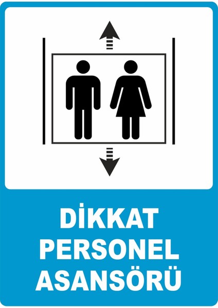 Dikkat Personel Asansörü Dijital Uv Folyo Yapışkan Baskı Uyarı Etiket Yapıştırma Sticker 25X35