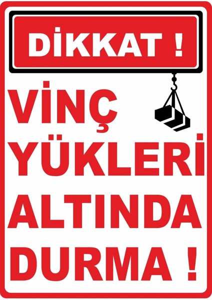 Vinç Yükleri Altında Durma Dijital Uv Folyo Baskı Uyarı Etiket Yapıştırma Sticker 12.5X17.5