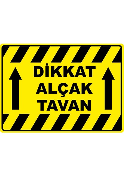 ChicArt Design Studio Dikkat Alçak Tavan Dijital Uv Folyo Yapışkan Baskı Uyarı Etiket Yapıştırma Sticker 35X25