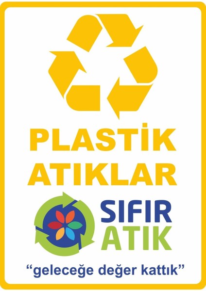 ChicArt Design Studio Plastik Atıklar Sıfır Atık Dijital Uv Folyo Baskı Yapışkanlı Uyarı Etiket Yapıştırma Sticker 25X35