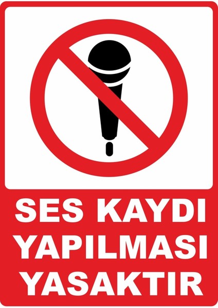 Ses Kaydı Yapılması Yasaktır Dijital Uv Folyo Baskı Uyarı Etiket Yapıştırma Sticker 12.5X17.5
