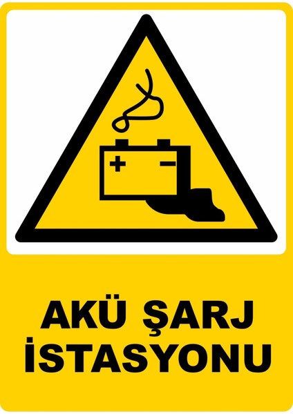 Akü Şarj Istasyonu Dijital Uv Folyo Baskı Uyarı Etiket Yapıştırma Sticker 25X35
